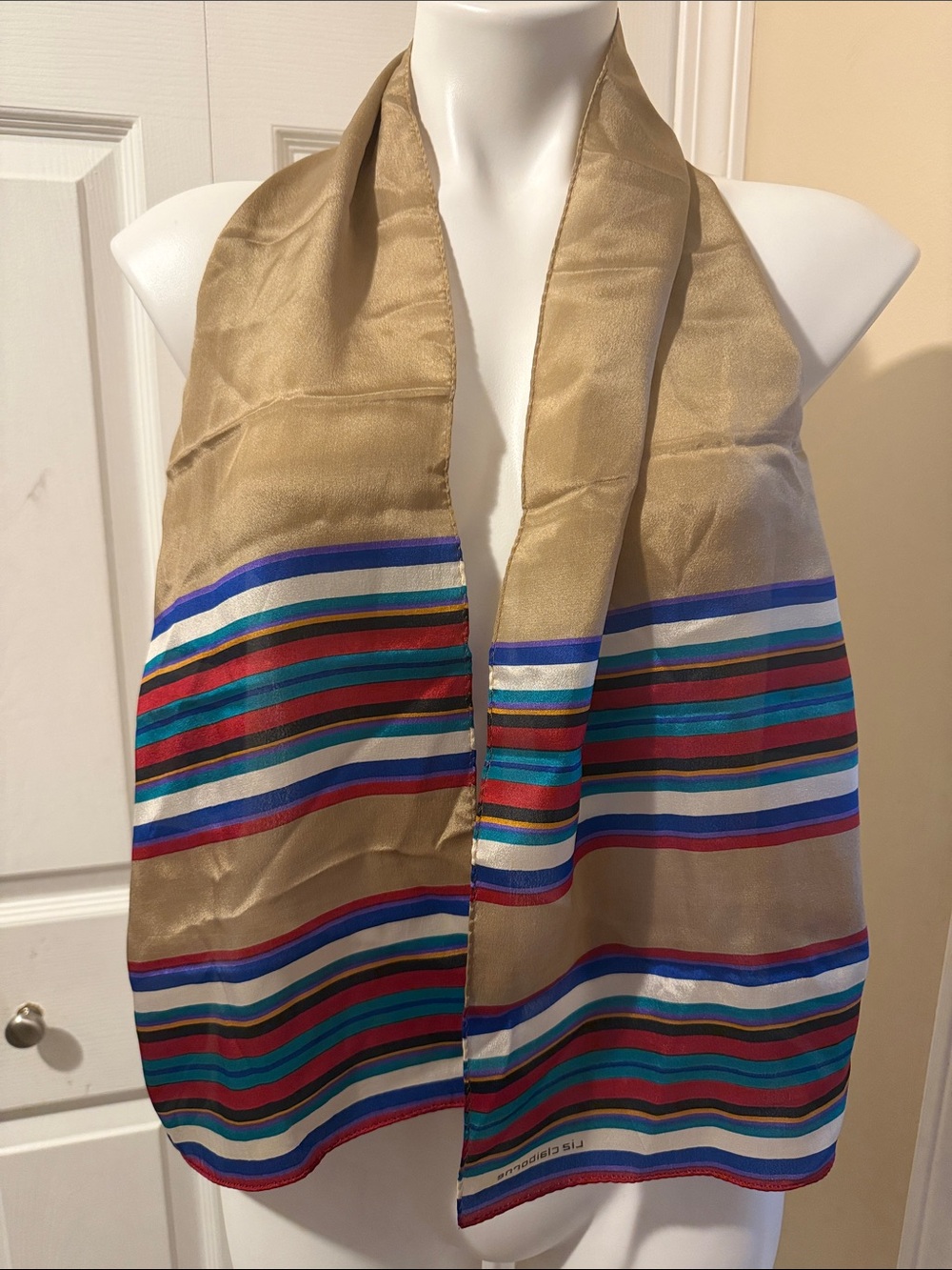 Liz Claiborne Silk Scarf with Multicolor Stripes